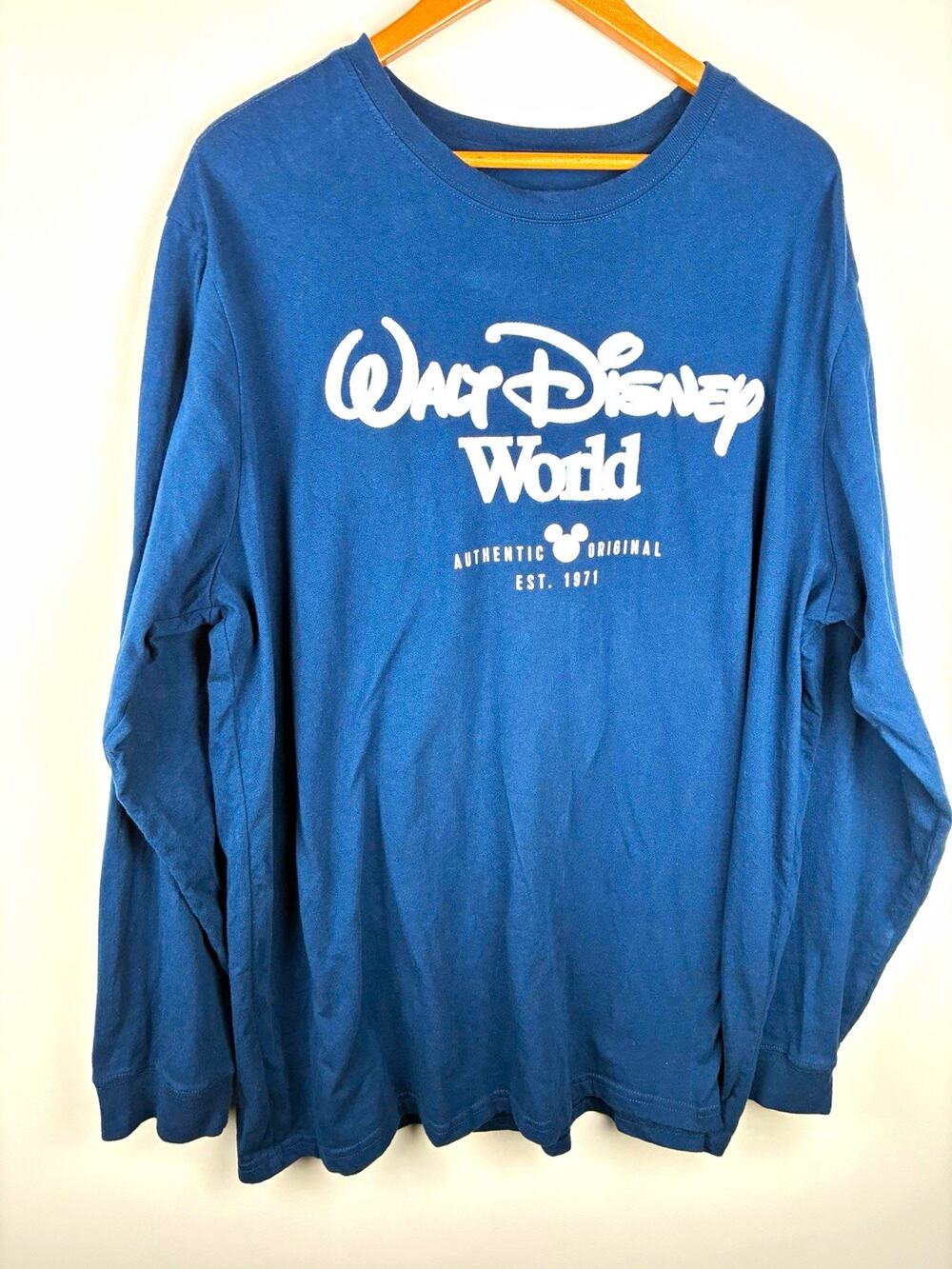 Walt Disney World Navy Embroidered Long Sleeve Tee XXL Retro Preppy Parkcore